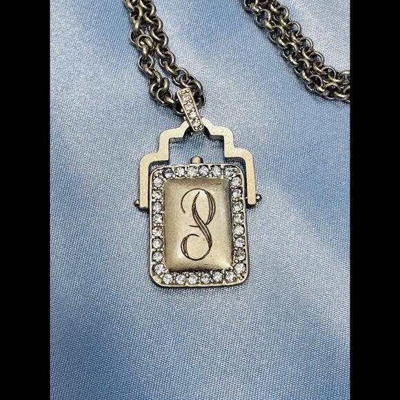 DANIELLE STEVENS GOLD STONE CHAIN WITH RHINESTONE PENDANT LETTER "P" NECKLACE - Picture 3 of 5